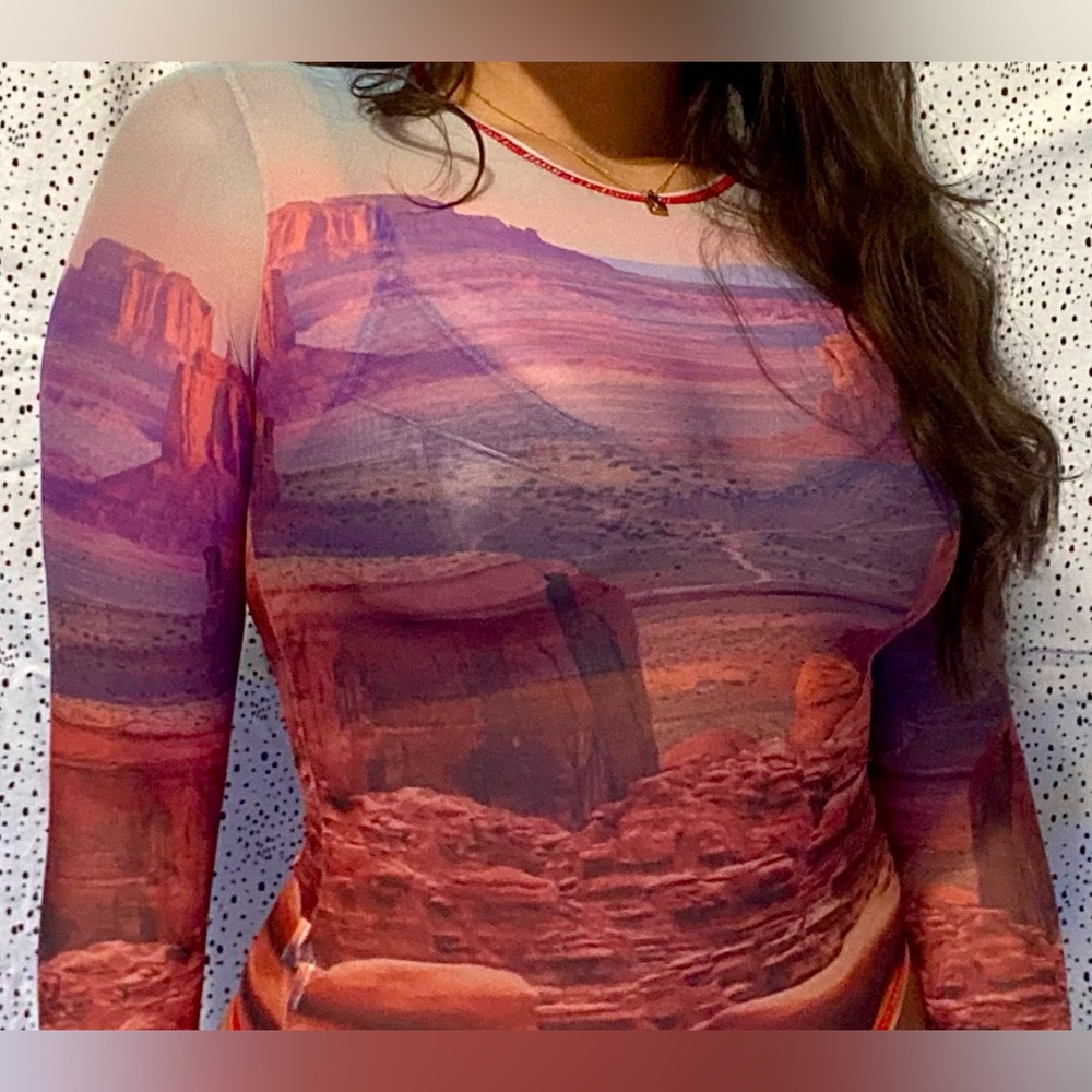Desert Long Sleeve Mesh Top - One Size